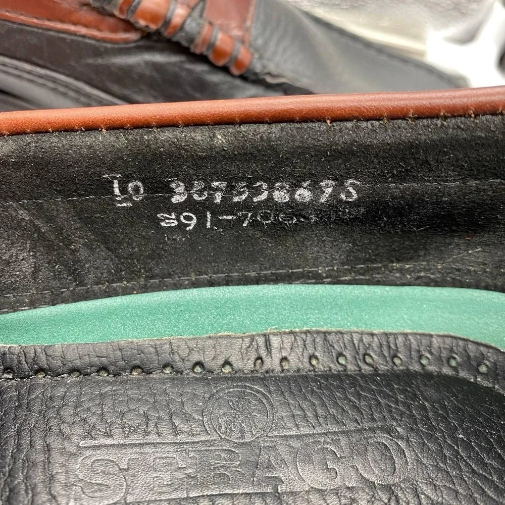 Sebago Broadway 91-7063 Two-Tone Black Brown Leather Penny Loafers Men 10 3E Box